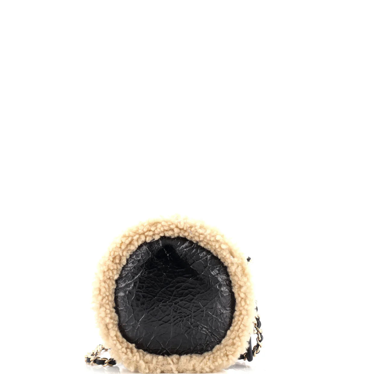 CC Mania Round Crossbody Shearling and Crumpled Sheepskin Mini - Deep Luxury