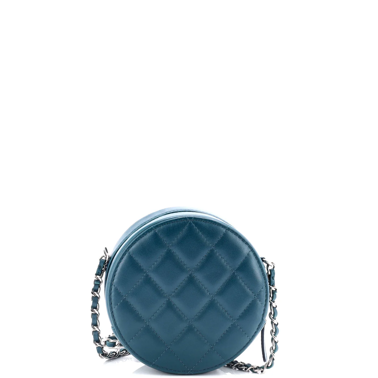 Round Clutch with Chain Quilted Lambskin Mini - Deep Luxury