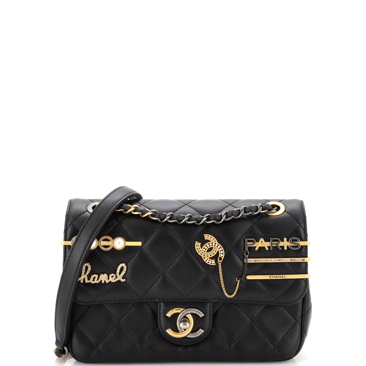 Coco Clips Flap Bag Embellished Quilted Lambskin Small - Deep Luxury