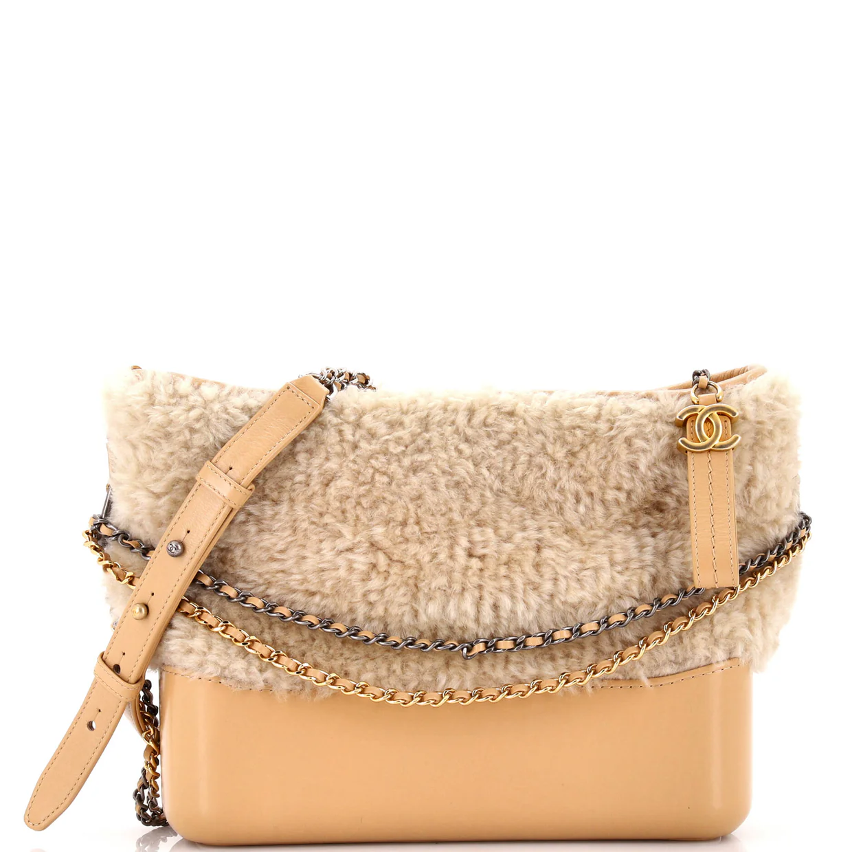 Gabrielle Hobo Shearling and Leather Medium - Deep Luxury