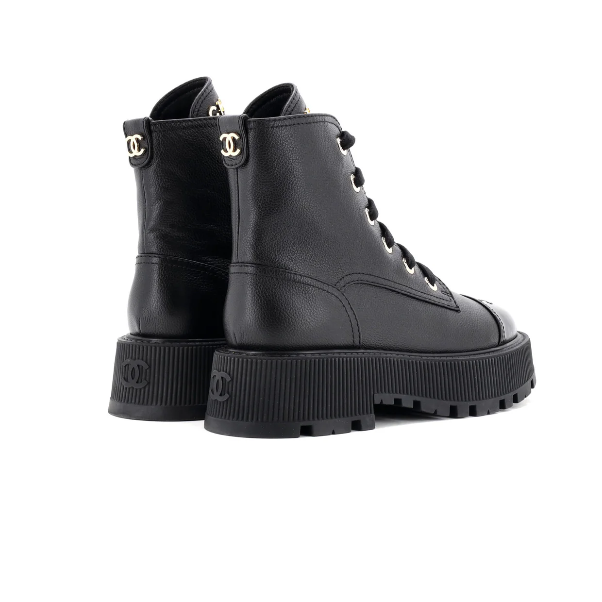 Women's CC Cap Toe Lace Up Combat Boots Leather - Deep Luxury