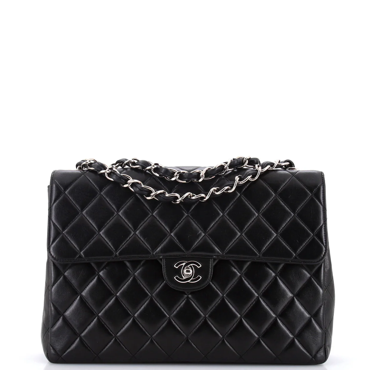 Vintage Square Classic Single Flap Bag Quilted Lambskin Jumbo - Deep Luxury