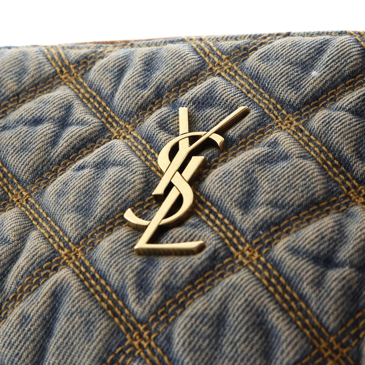 Becky Double Zip Crossbody Bag Quilted Denim with Suede Mini - Deep Luxury