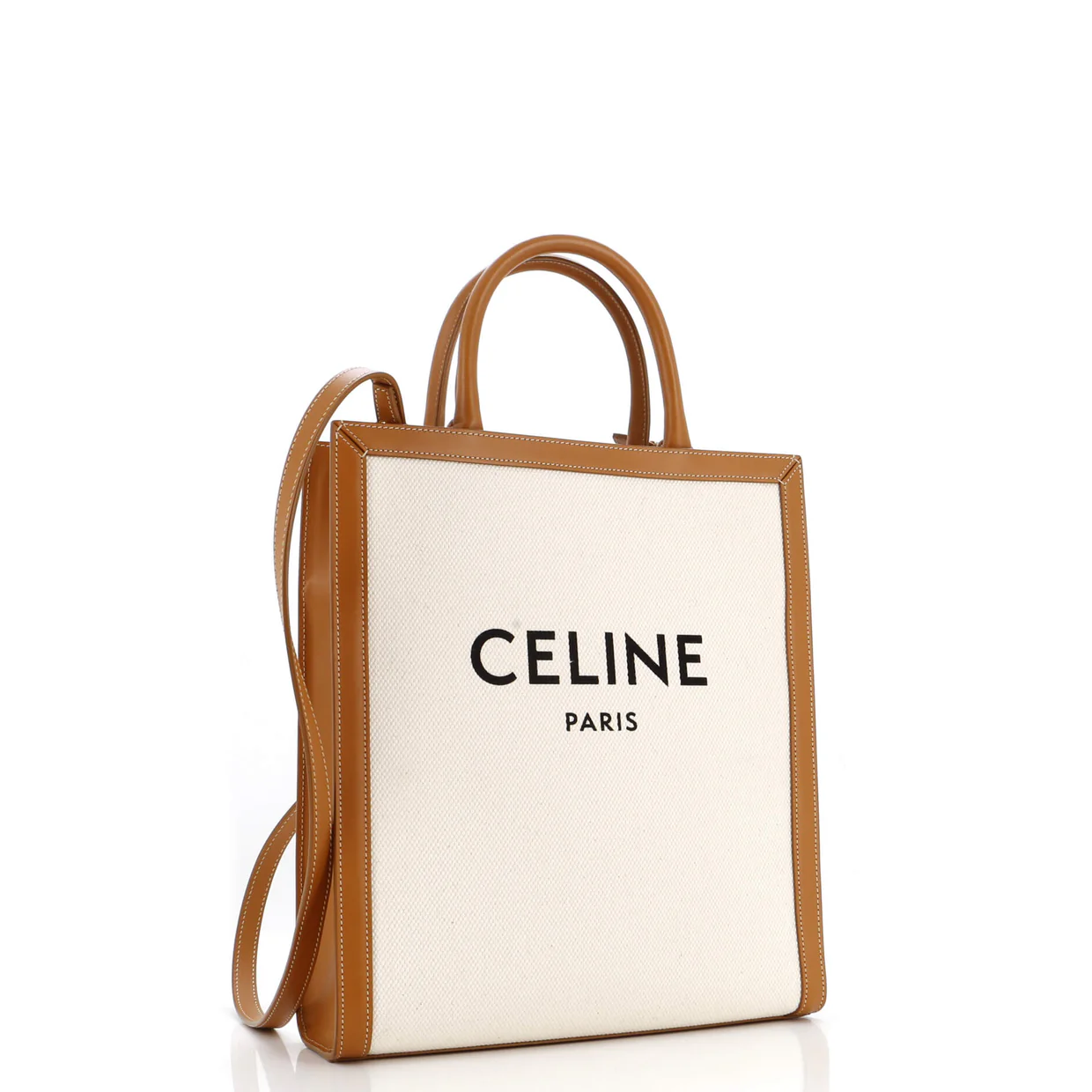 Vertical Cabas Tote Canvas with Leather Small - Deep Luxury