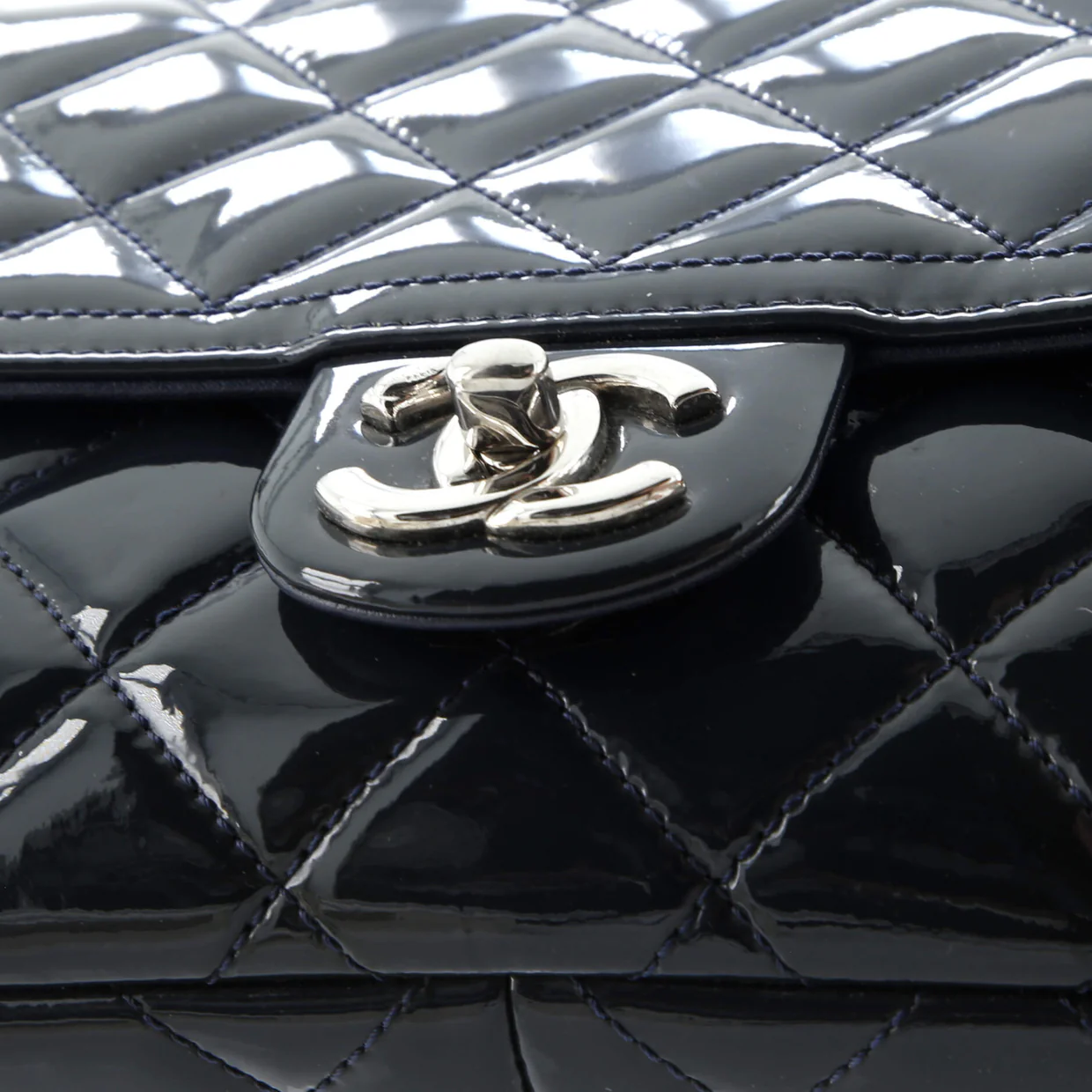 Coco Shine Flap Bag Quilted Patent Medium - Deep Luxury