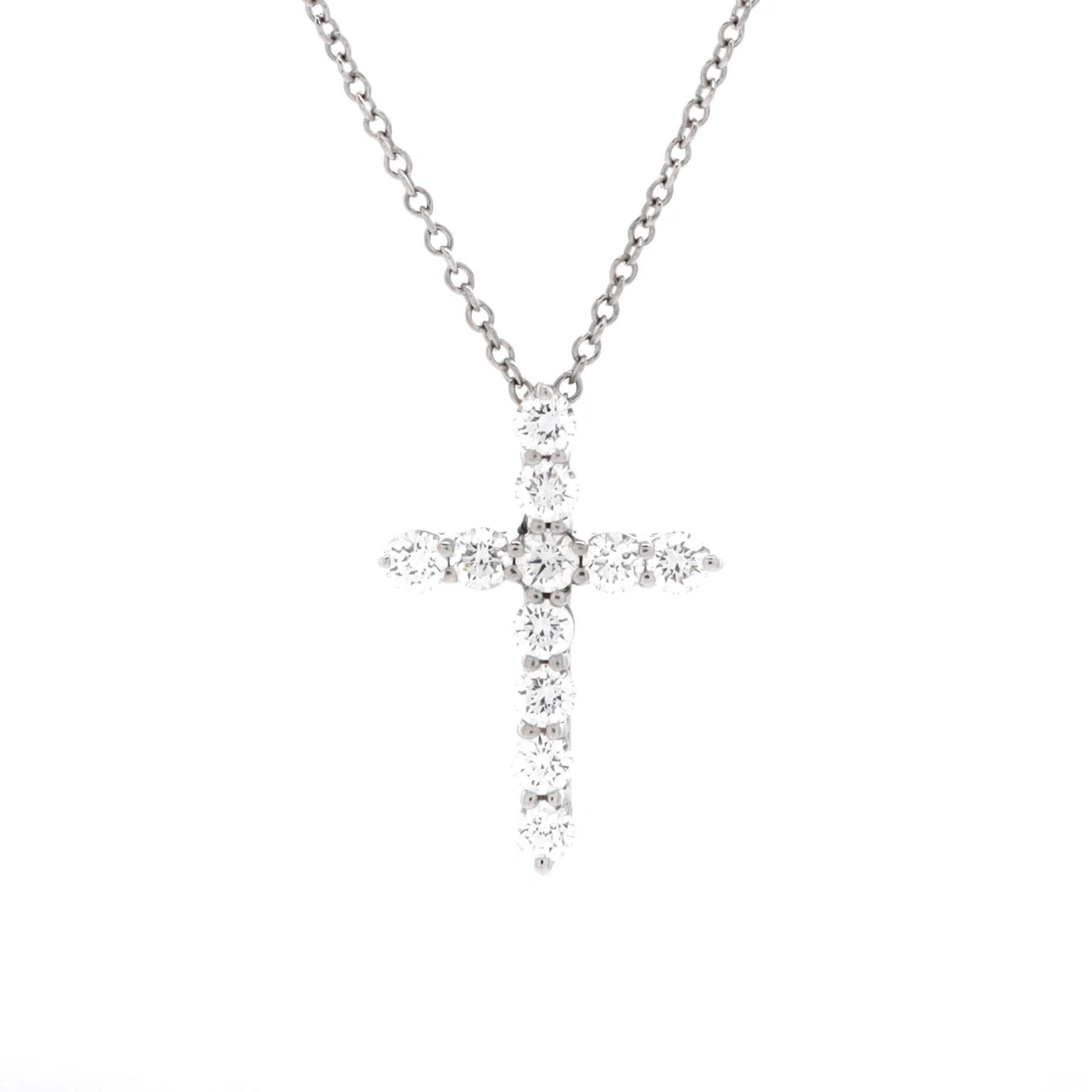 Cross Pendant Necklace Platinum and Diamonds Small - Deep Luxury