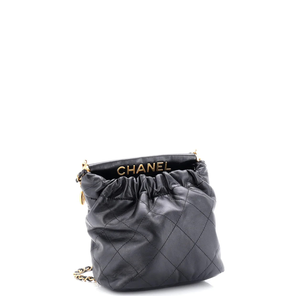 Resin Charms Chain Bucket Bag Quilted Lambskin Small - Deep Luxury