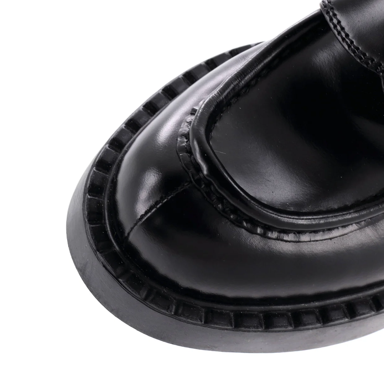 Women's Triangle Logo Loafers Spazzolato Leather - Deep Luxury