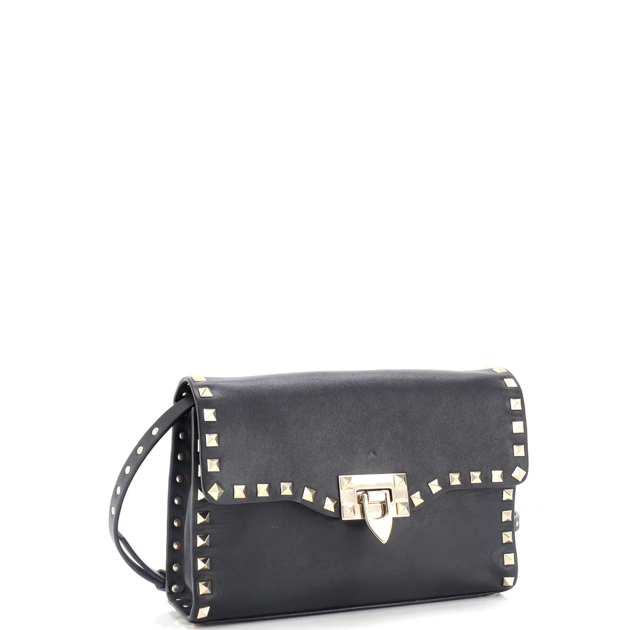 Rockstud Flip Lock Flap Bag Leather Medium - Deep Luxury
