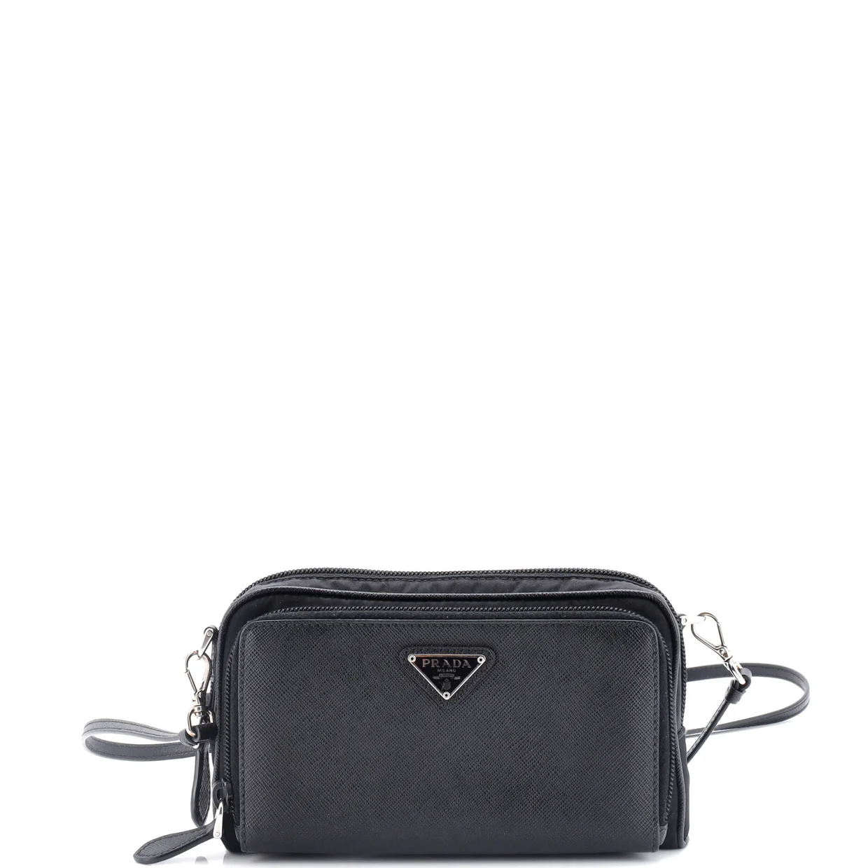 Double Zip Camera Bag Tessuto and Saffiano Leather Mini - Deep Luxury