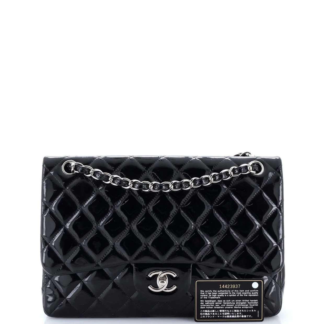 Classic Double Flap Bag Quilted Patent Jumbo - Deep Luxury