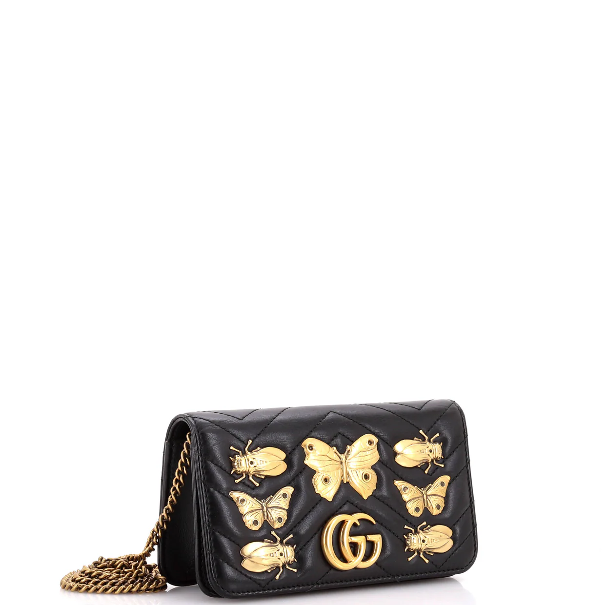 GG Marmont Chain Flap Bag Embellished Matelasse Leather Mini - Deep Luxury