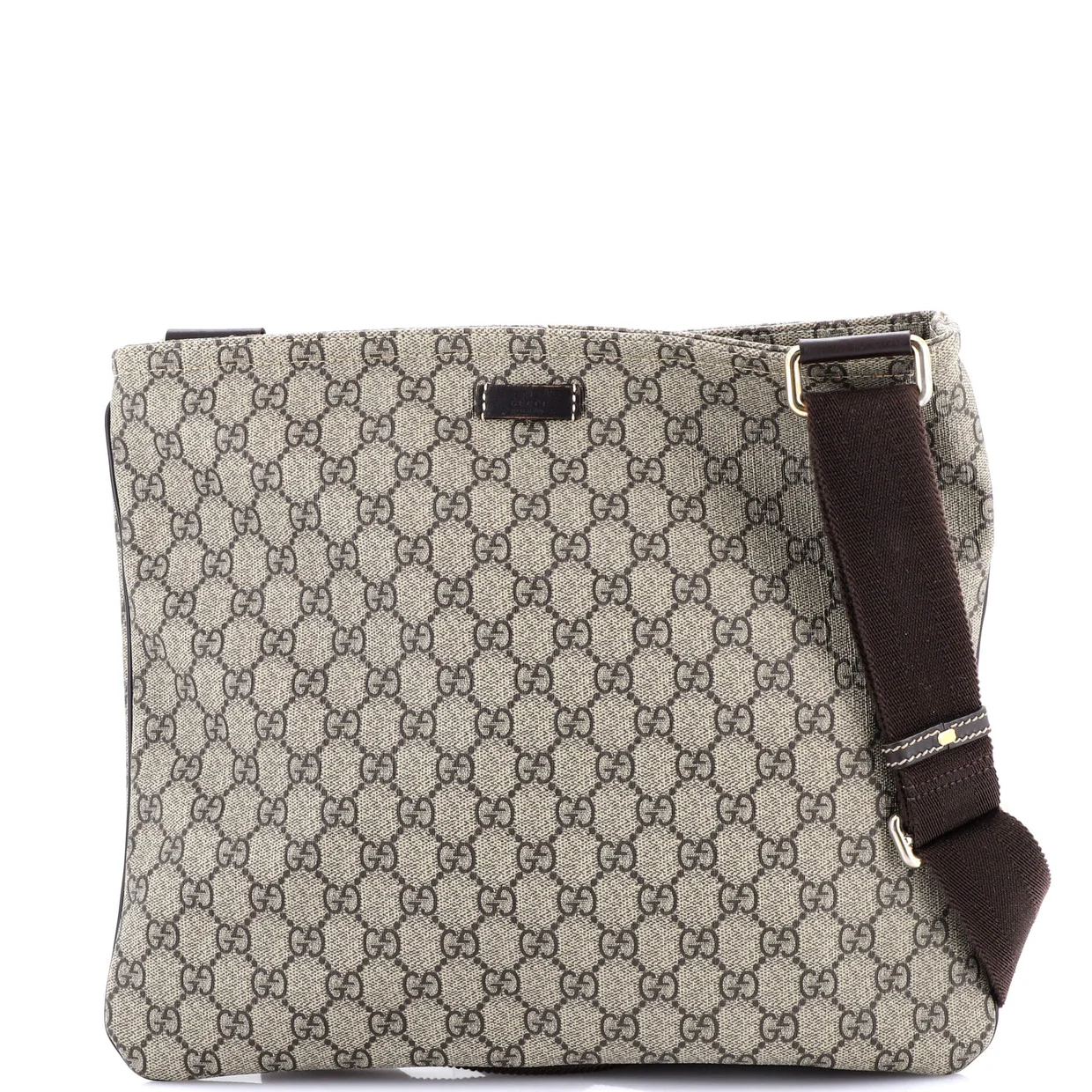 Zip Top Messenger Bag GG Coated Canvas Large - Deep Luxury