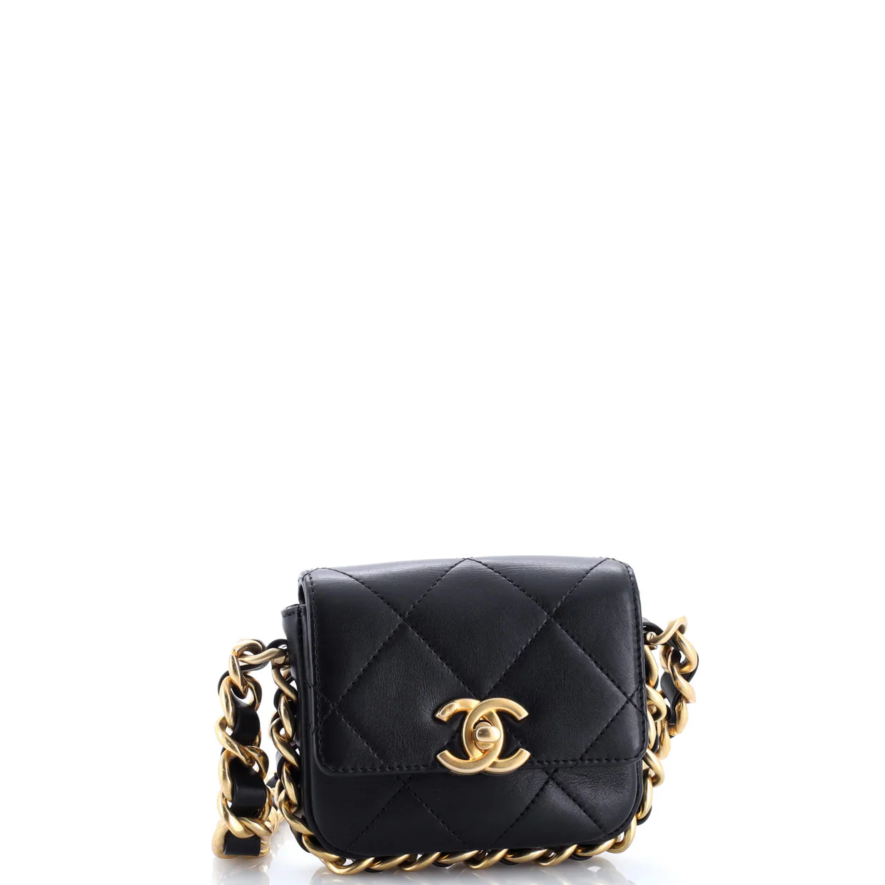 Framing Chain Flap Bag Quilted Calfskin Mini - Deep Luxury