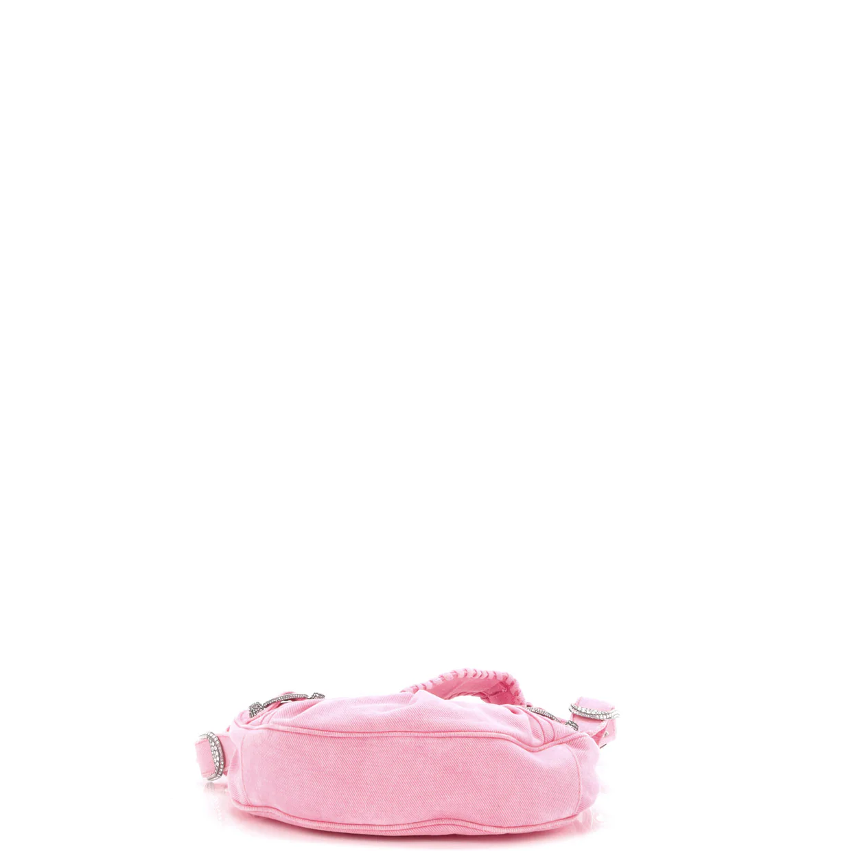 Le Cagole Giant Studs Shoulder Bag Denim with Crystals XS - Deep Luxury