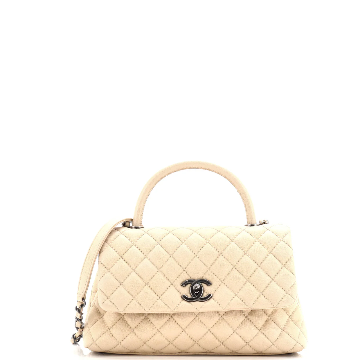 Coco Top Handle Bag Quilted Caviar Small - Deep Luxury