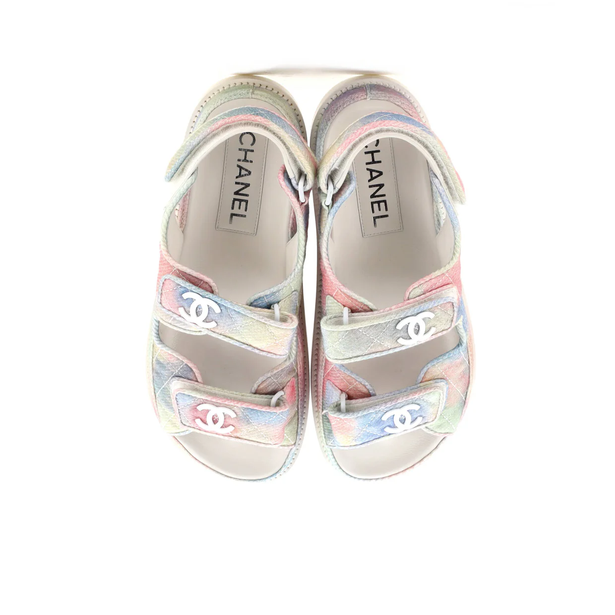 Women's Velcro Dad Sandals Quilted Printed Denim - Deep Luxury