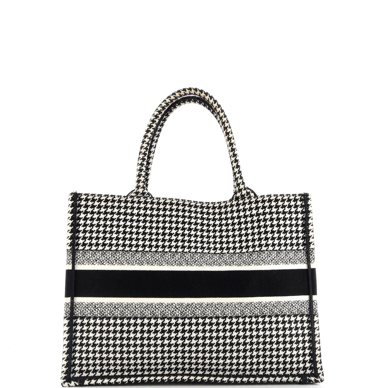 Book Tote Houndstooth Canvas Medium - Deep Luxury