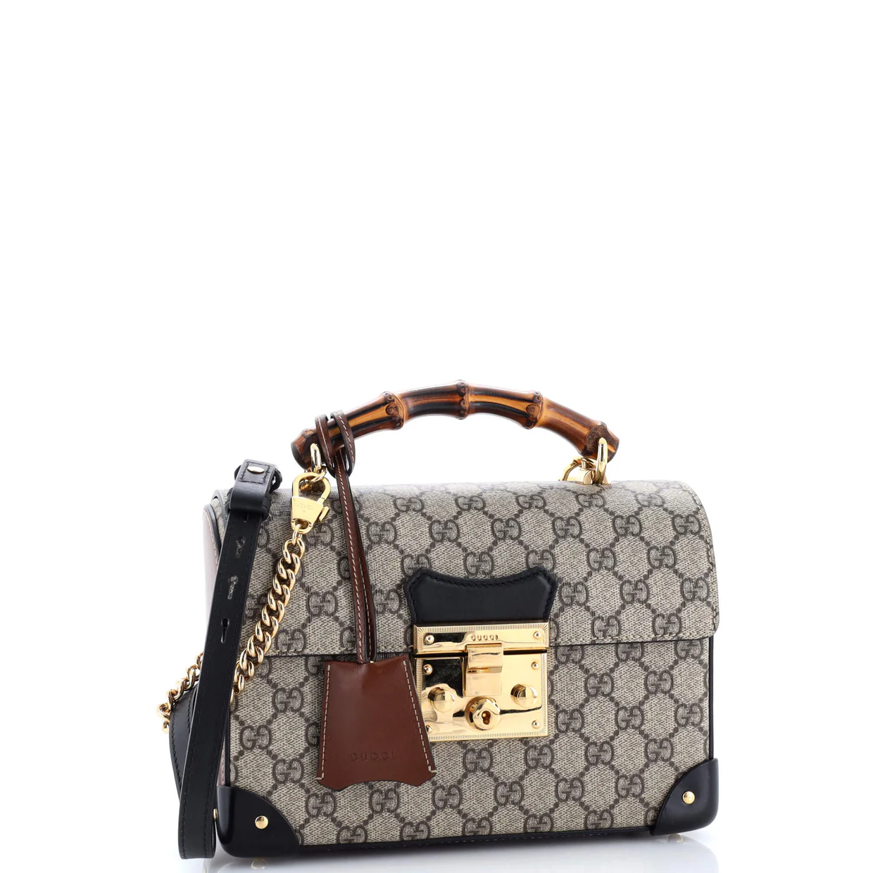 Padlock Bamboo Shoulder Bag GG Coated Canvas Small - Deep Luxury