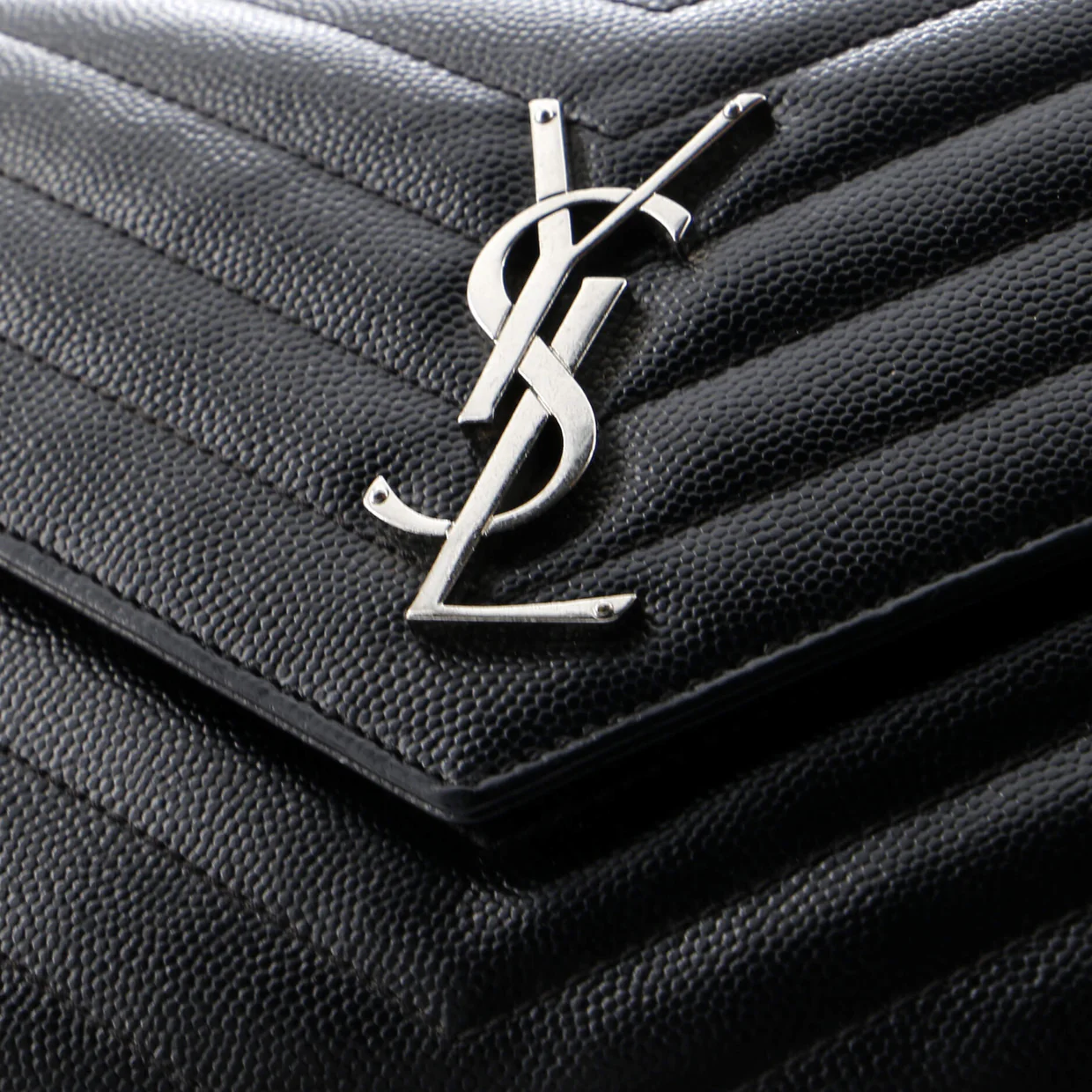 Classic Monogram Wallet on Chain Matelasse Chevron Leather Medium - Deep Luxury