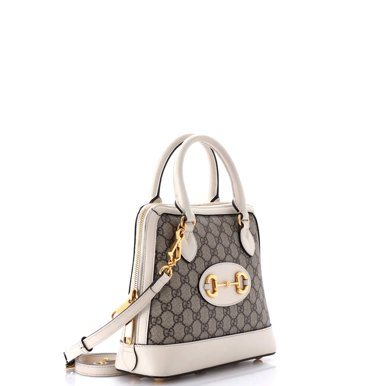 Horsebit 1955 Top Handle Bag GG Coated Canvas with Leather Small - Deep Luxury