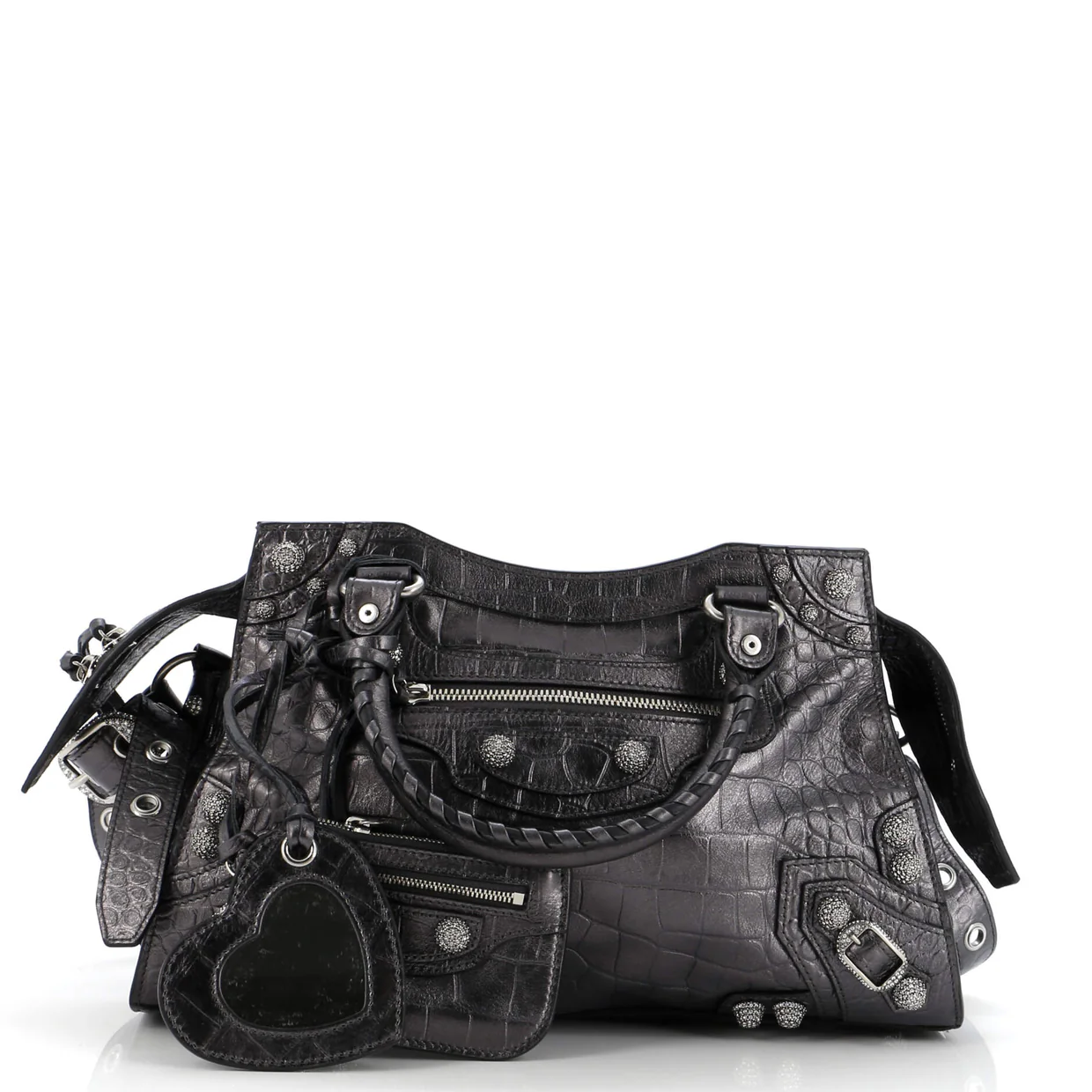 Neo Cagole City Bag Crocodile Embossed with Crystals Small - Deep Luxury