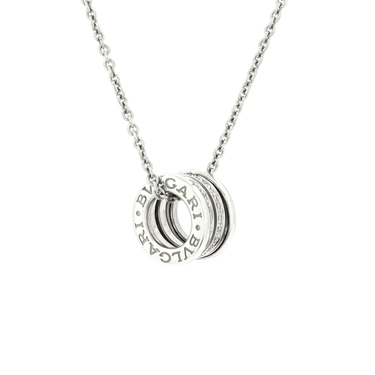 B.Zero1 Pendant Necklace 18K White Gold with Diamonds - Deep Luxury
