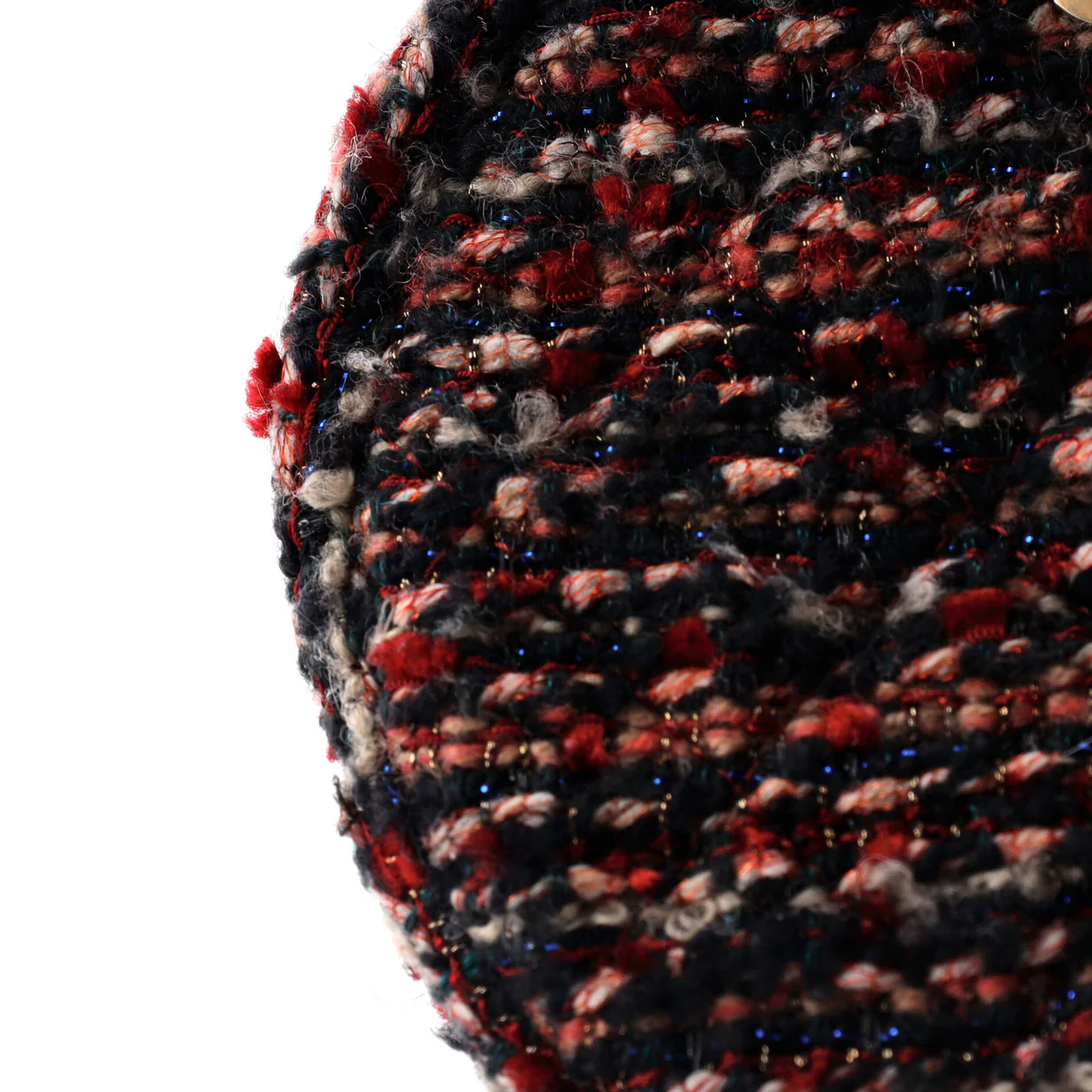 Round Clutch with Chain Quilted Tweed Mini - Deep Luxury