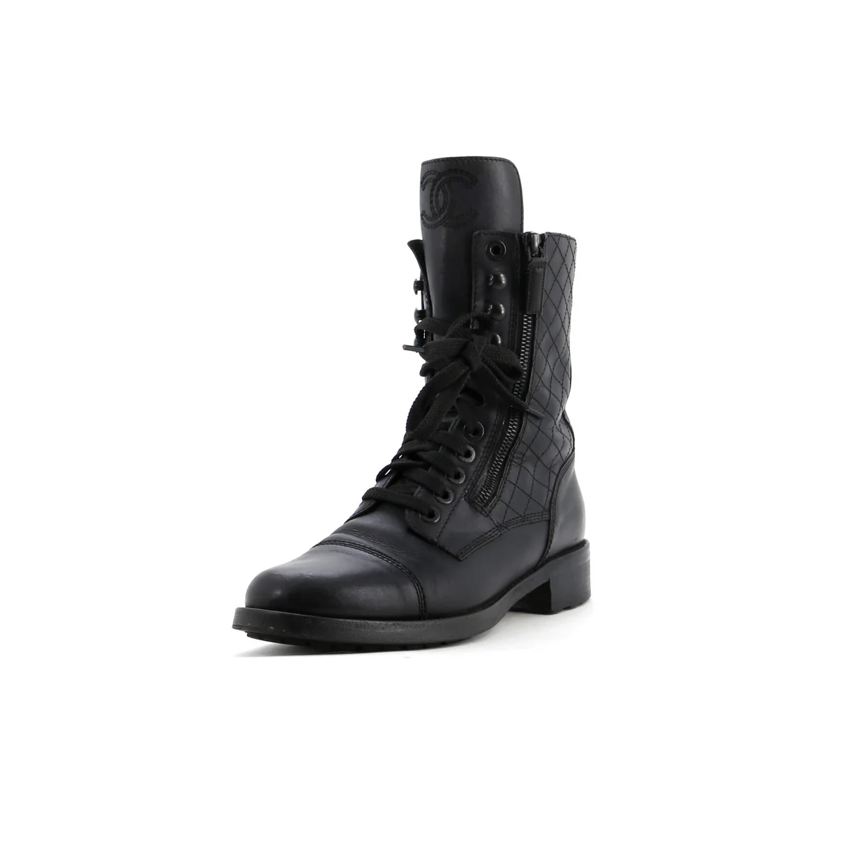 Women's CC Cap Toe Lace Up Ankle Boots Leather - Deep Luxury