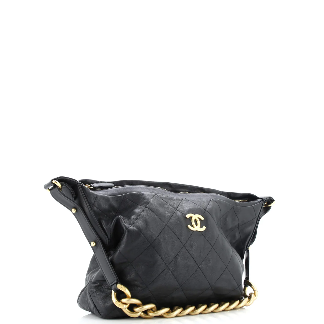 Daily Belted Chain Handle Hobo Quilted Calfskin Medium - Deep Luxury