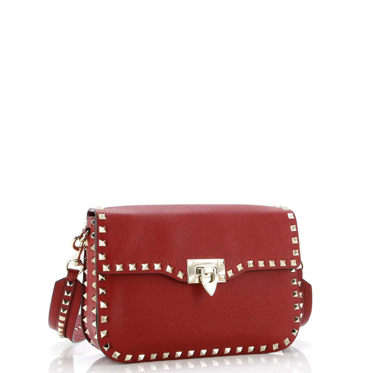 Rockstud Flip Lock Flap Bag Leather Medium - Deep Luxury
