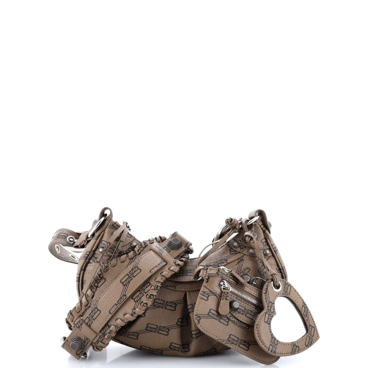 Le Cagole Giant Studs Shoulder Bag BB Monogram Coated Canvas XS - Deep Luxury