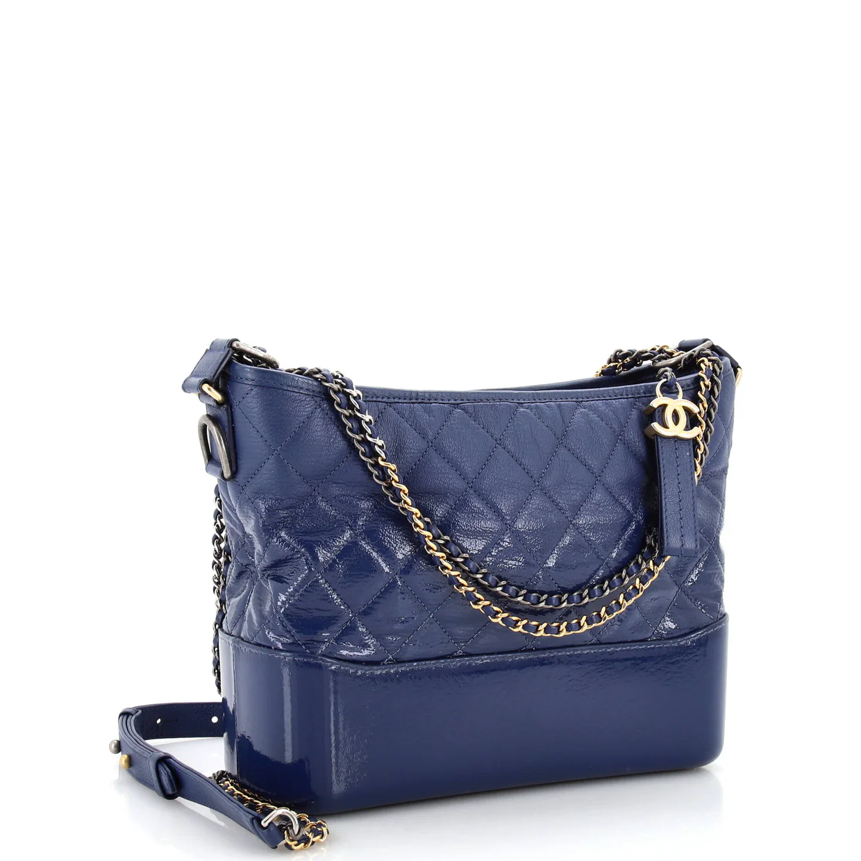 Gabrielle Hobo Quilted Goatskin and Patent Medium - Deep Luxury