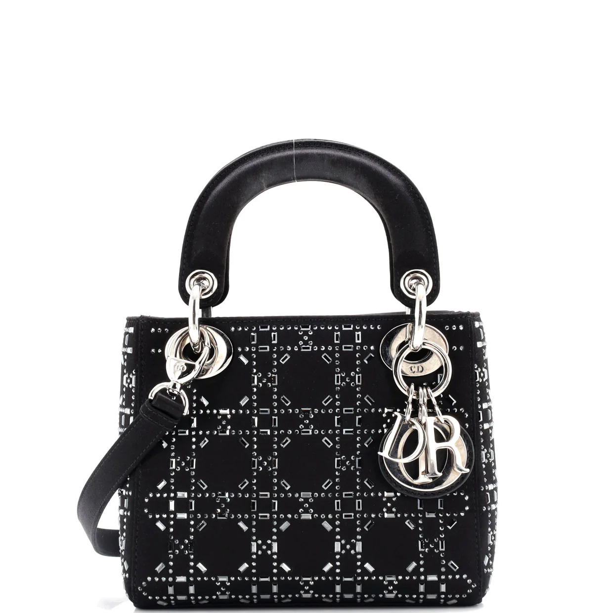Lady Dior Bag Crystal Embellished Cannage Quilt Satin Mini - Deep Luxury