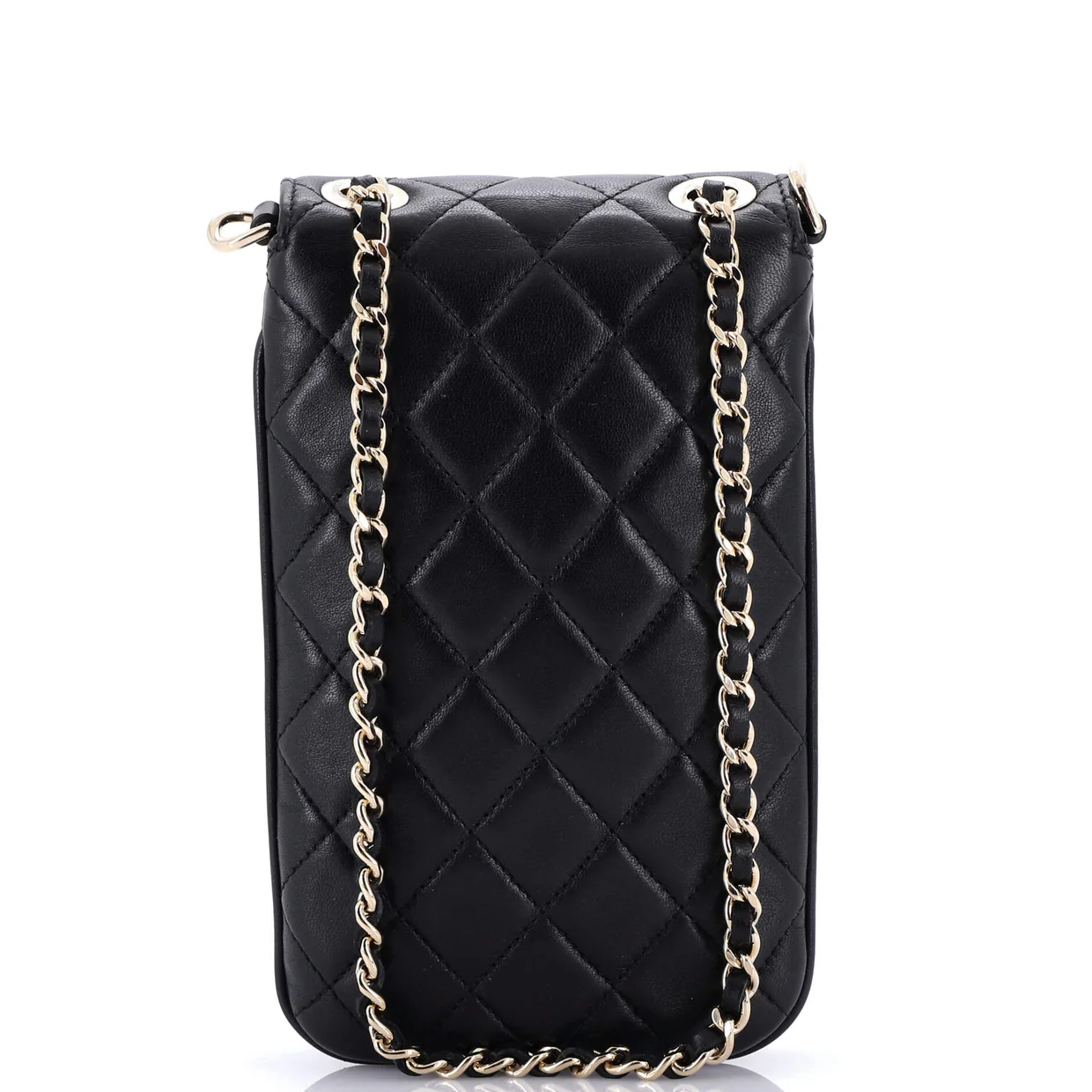Chain Around Phone Holder Crossbody Bag Quilted Lambskin - Deep Luxury