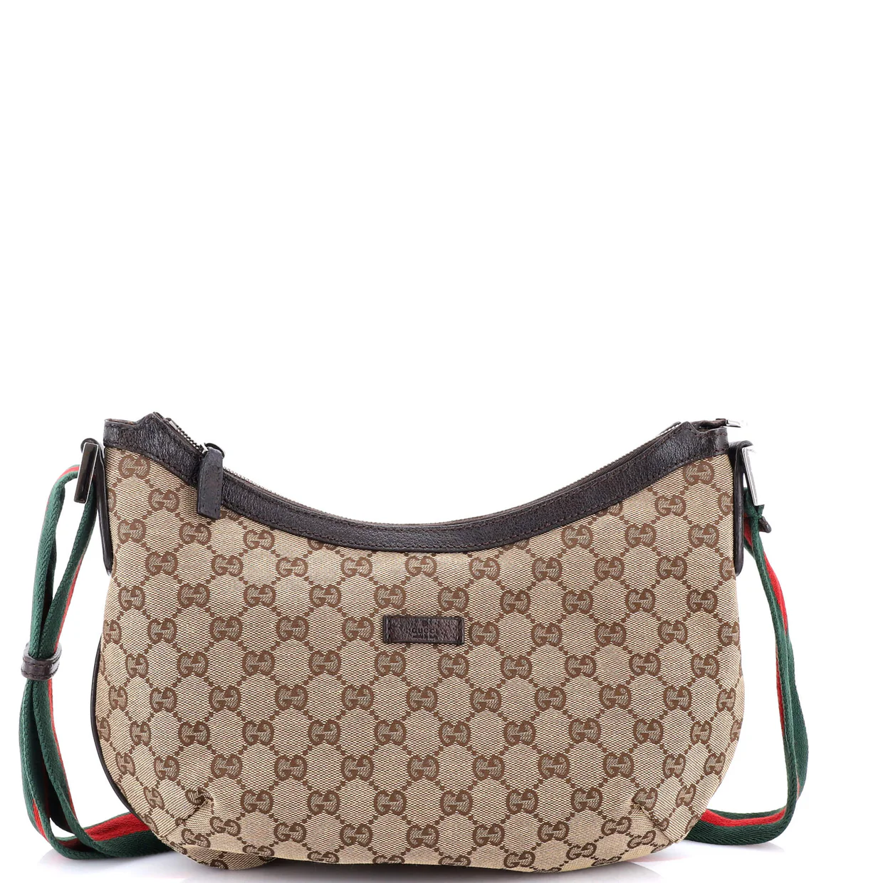 Saddle Zip Messenger Bag GG Canvas with Leather Medium - Deep Luxury