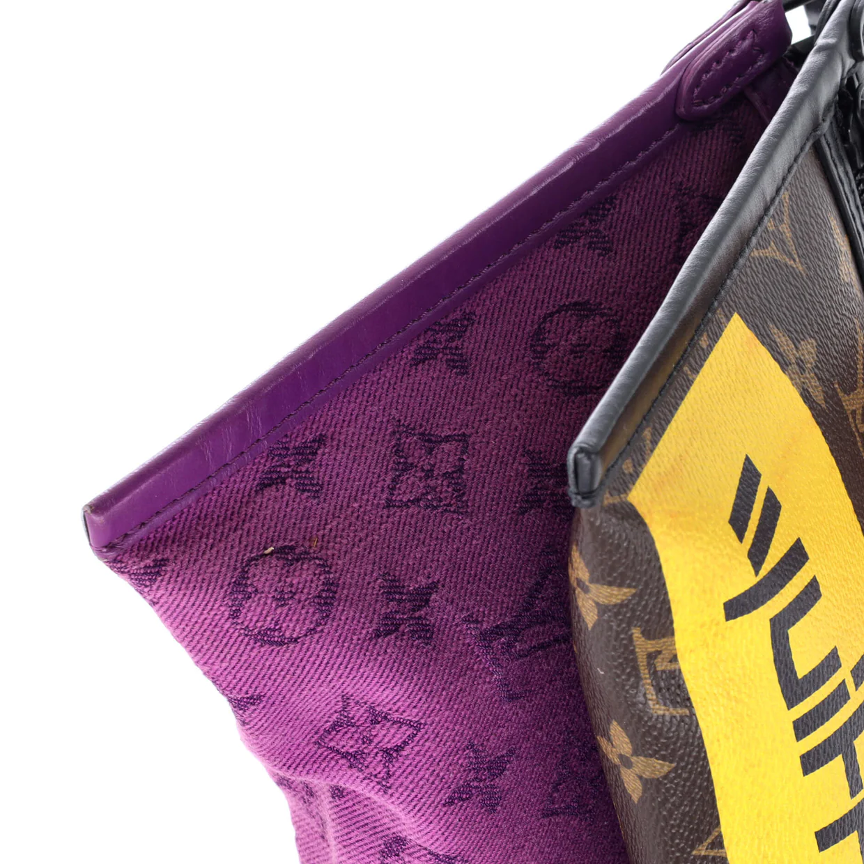 Double Flat Messenger Bag Limited Edition Logo Story Monogram Canvas and Denim - Deep Luxury