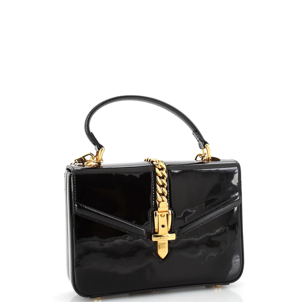 Sylvie 1969 Top Handle Bag Patent Mini - Deep Luxury