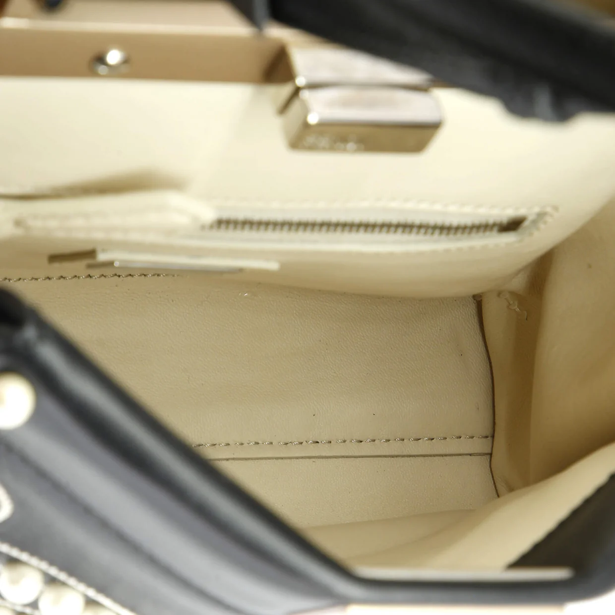 Peekaboo Bag Pearl Embellished Leather Mini - Deep Luxury