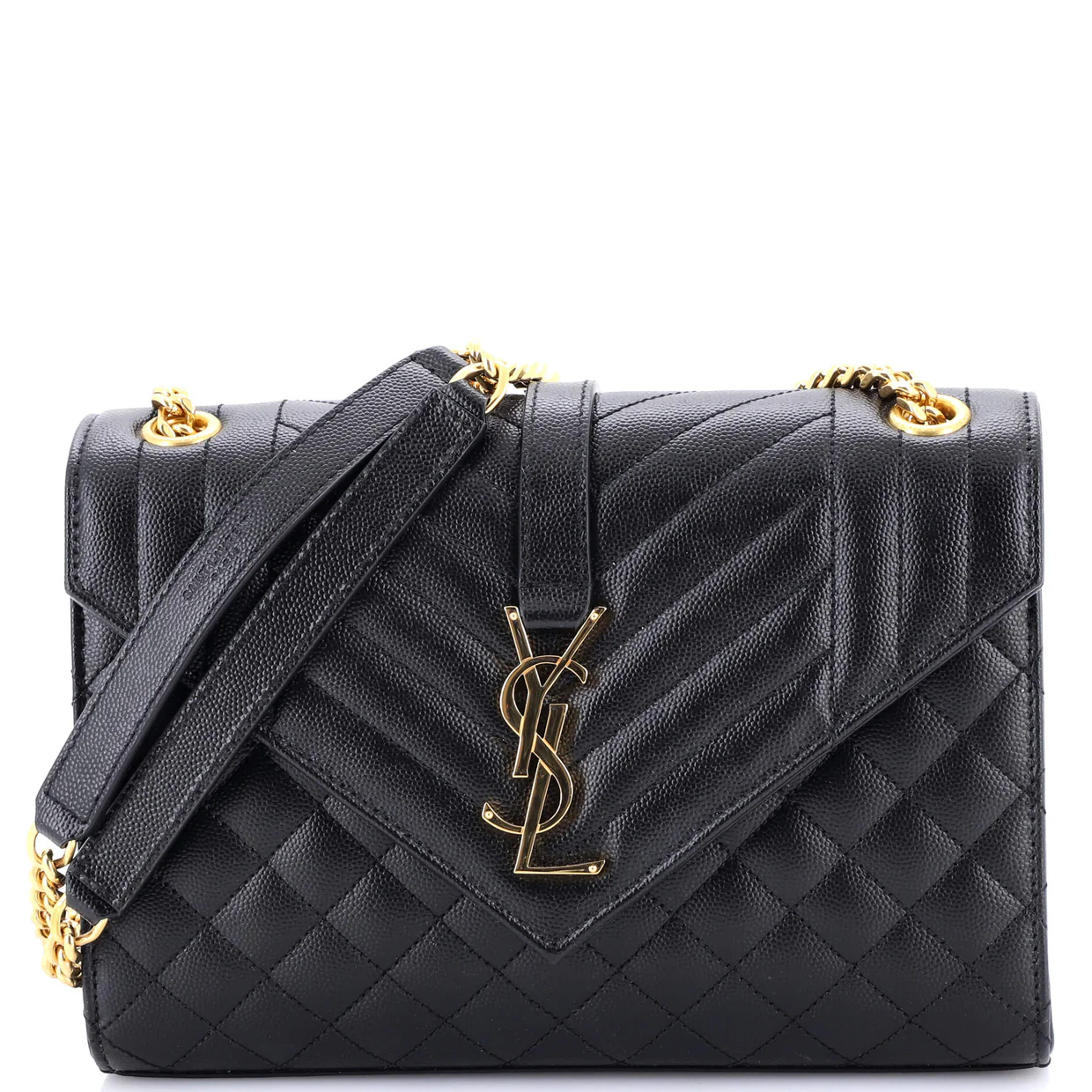 Classic Monogram Envelope Satchel Mixed Matelasse Leather Medium - Deep Luxury