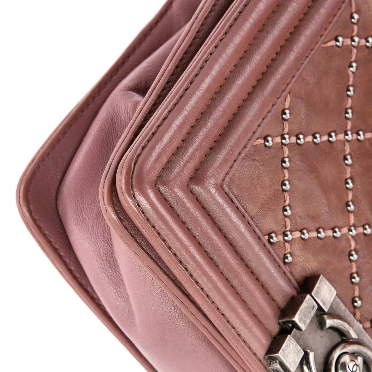 Boy Flap Bag Studded Quilted Distressed Calfskin Small - Deep Luxury