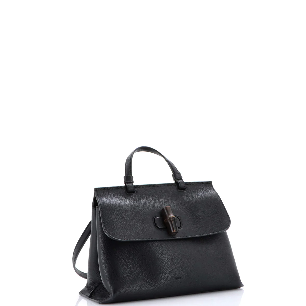 Bamboo Daily Top Handle Bag Leather Medium - Deep Luxury