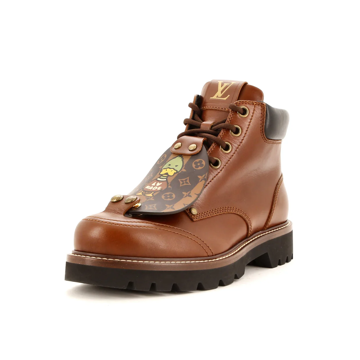Men's Nigo Oberkampf Ankle Boots Leather with Limited Edition Stripes Monogram Canvas - Deep Luxury