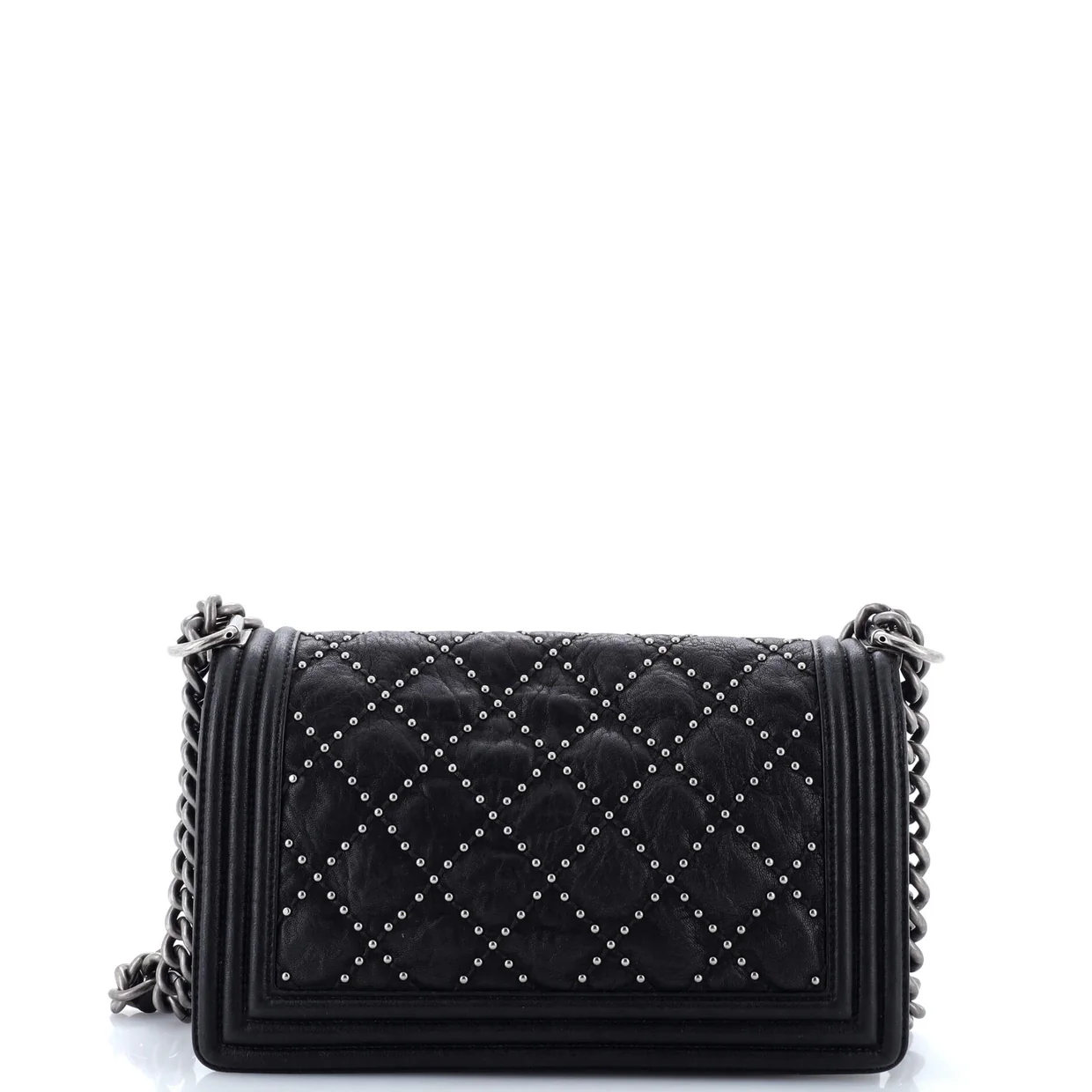 Boy Flap Bag Studded Quilted Distressed Calfskin Old Medium - Deep Luxury