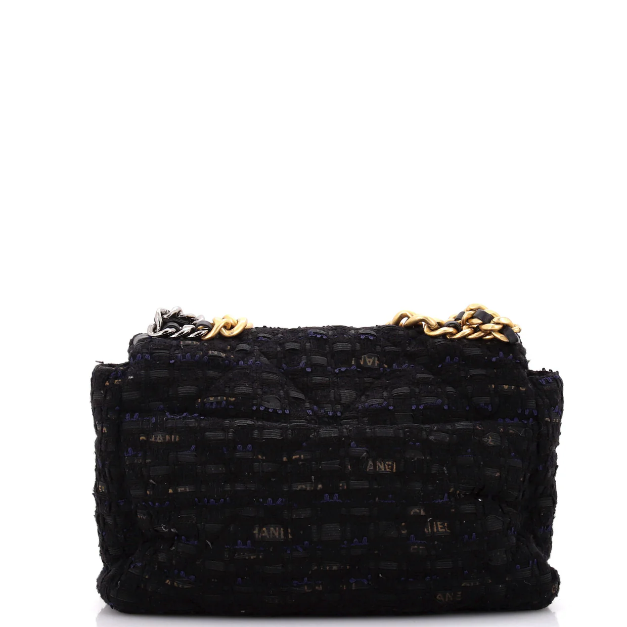 19 Flap Bag Quilted Tweed and Ribbon Large - Deep Luxury