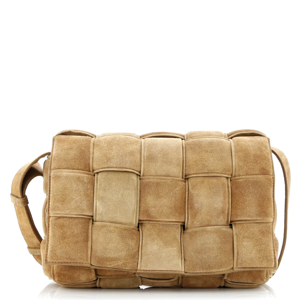 Cassette Crossbody Bag Padded Maxi Intrecciato Suede - Deep Luxury