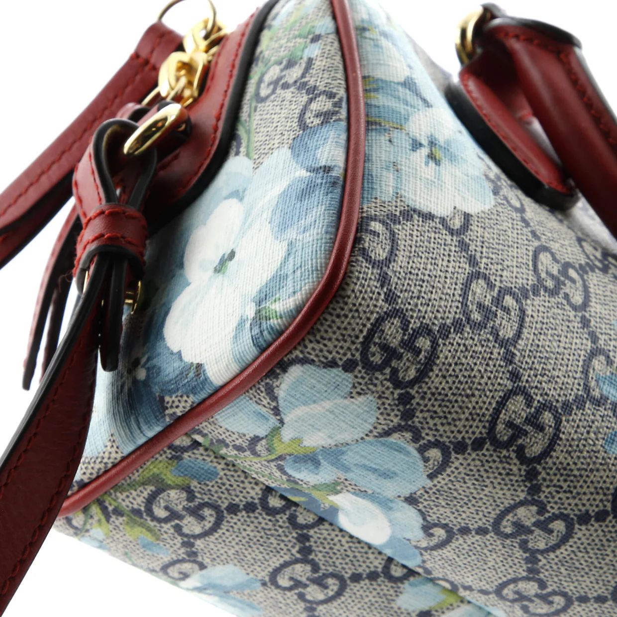 Convertible Boston Bag Blooms Print GG Coated Canvas Nano - Deep Luxury