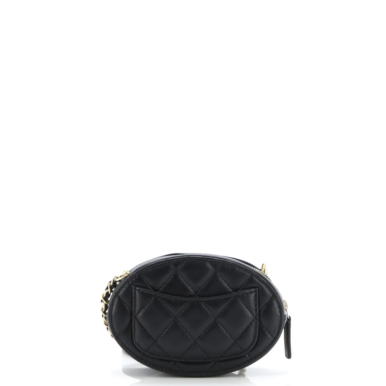 Logo Plate Oval Clutch With Chain Metal and Lambskin - Deep Luxury