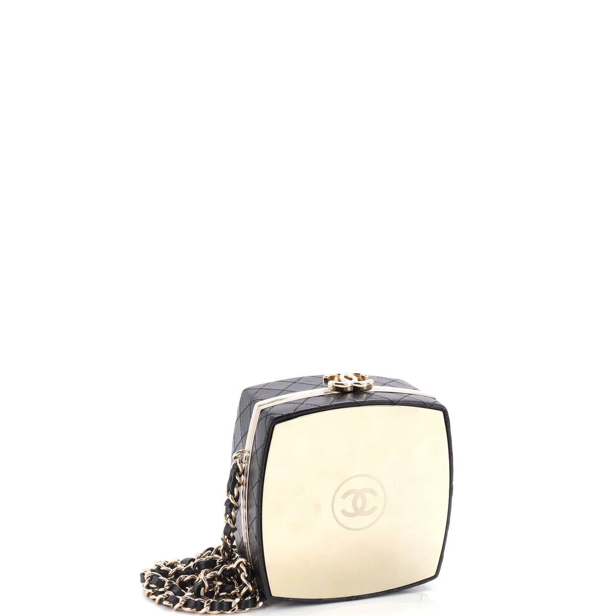 CC Make-Up Box Clutch with Chain Quilted Lambskin and Metal Small - Deep Luxury