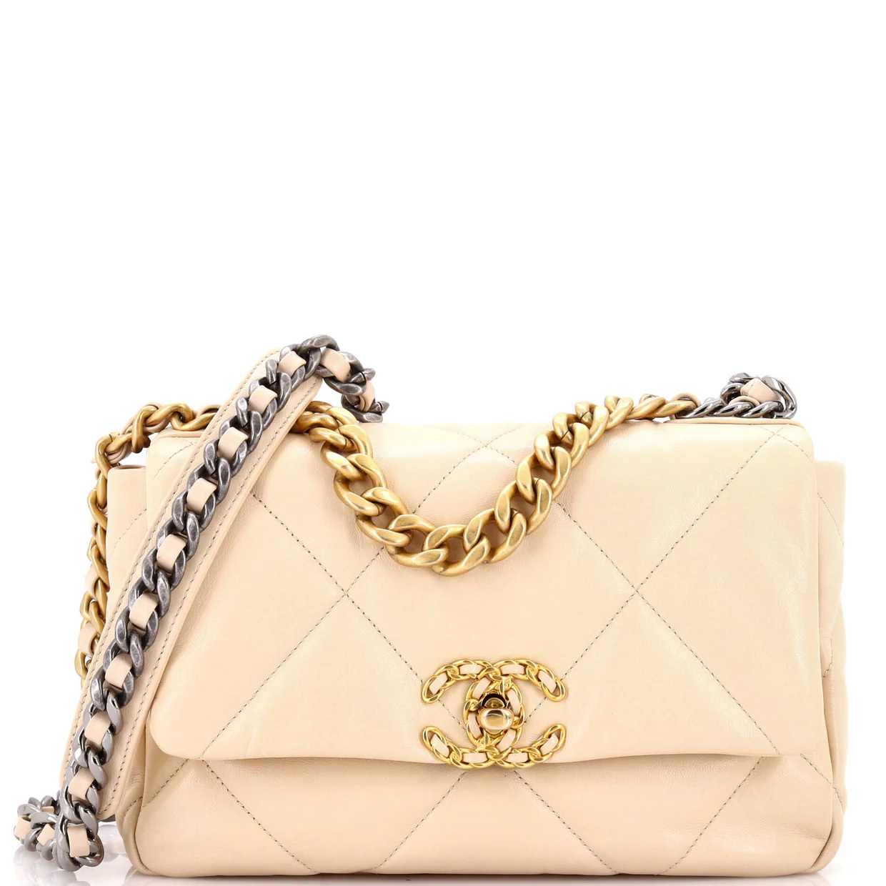 19 Flap Bag Quilted Leather Medium - Deep Luxury